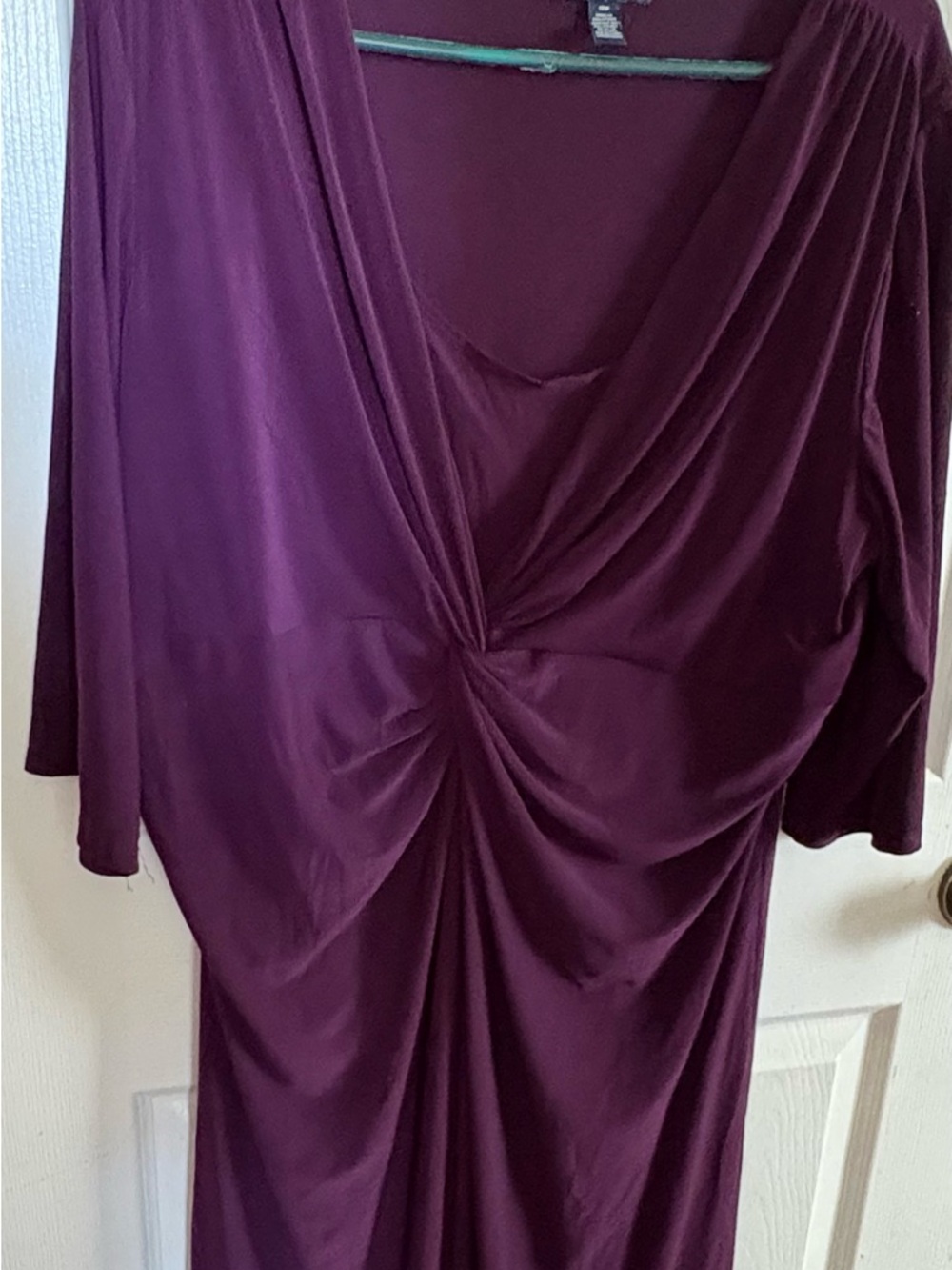 Chaps Twist-Front Dress in Plum